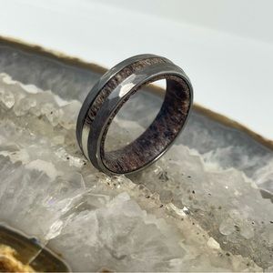 Perseus - tungsten with deer antler ring UNISEX